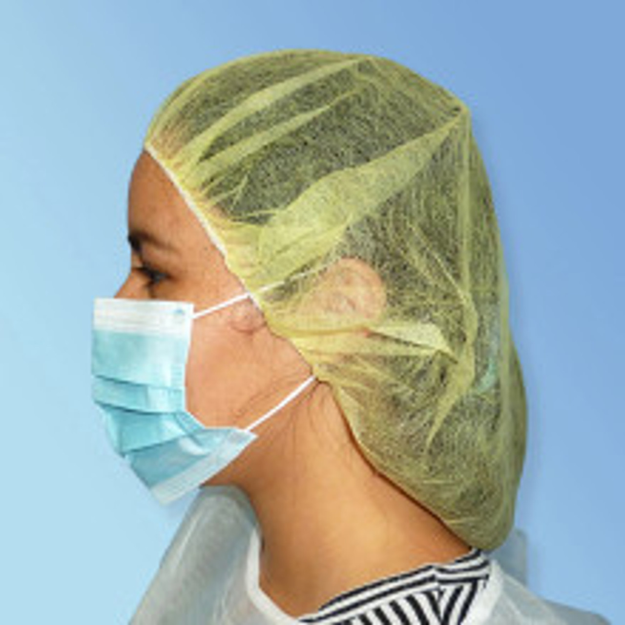 110NWI-10-24-YELLOW, Bouffant Caps